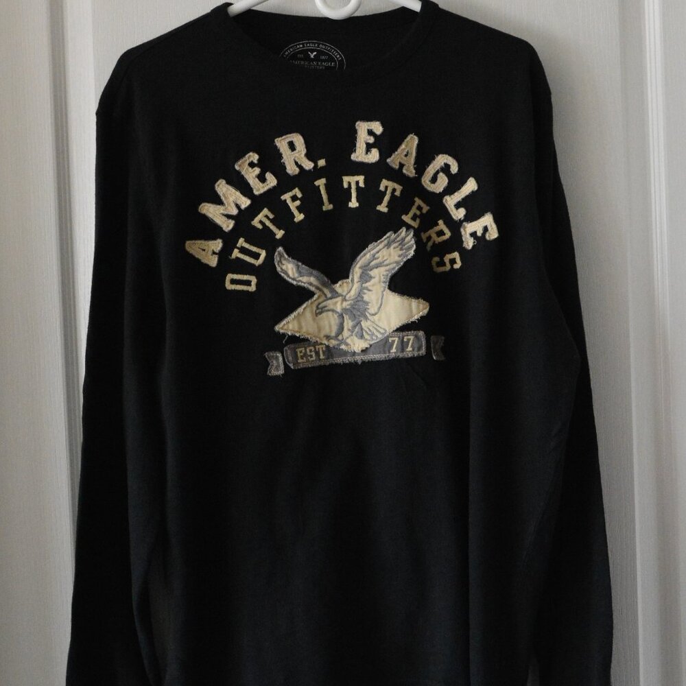 American Eagle Outfitters Graphic Long Sleeve T-Shirt Men's size XL Black